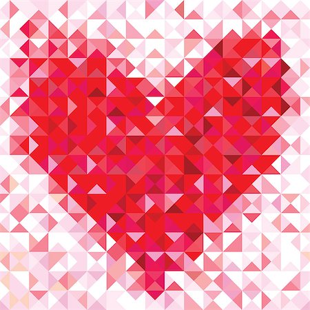 Seamless love pattern of geometric heart. Colorful diamond mosaic banner triangle vector hipster background. Stock Photo - Budget Royalty-Free & Subscription, Code: 400-06854512