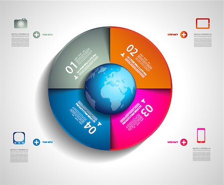 Infographic layout template with world maps. Ideal for global statistics and for every kind of data visualization. Delicate shadows and high costrast colours. Photographie de stock - Aubaine LD & Abonnement, Code: 400-06855104