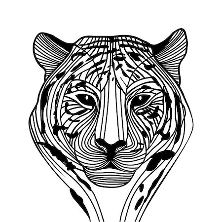 simsearch:400-04171805,k - Tiger head vector animal illustration for t-shirt. Sketch tattoo design. Stock Photo - Budget Royalty-Free & Subscription, Code: 400-06855874
