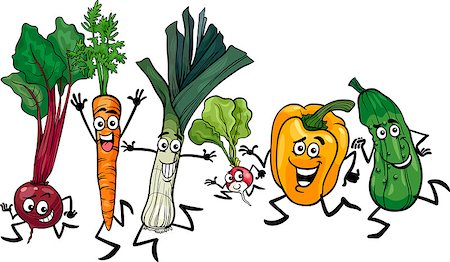 Cartoon Illustration of Happy Running Vegetables Food Characters Group Stock Photo - Budget Royalty-Free & Subscription, Code: 400-06855967
