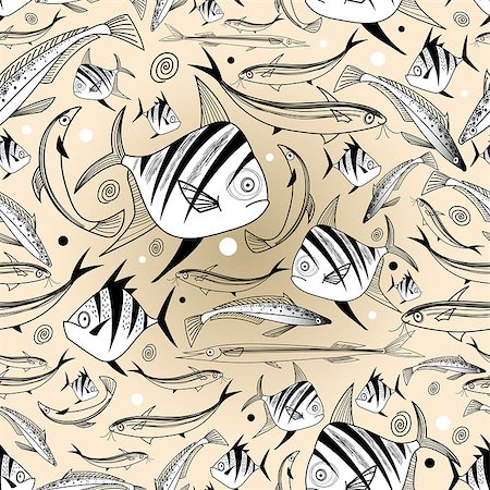 simsearch:400-06870171,k - Graphic seamless pattern with beautiful fish Photographie de stock - Aubaine LD & Abonnement, Code: 400-06856298