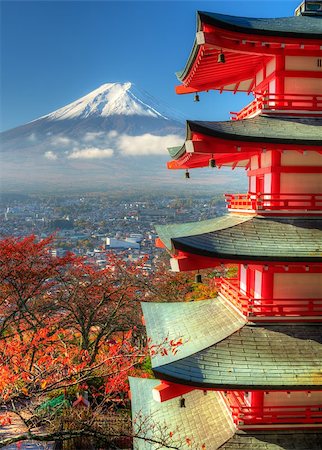 simsearch:400-06640469,k - Pagoda and Mt Fuji on a fall day in Japan. Stock Photo - Budget Royalty-Free & Subscription, Code: 400-06856528