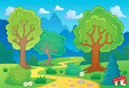 simsearch:400-05885713,k - Tree theme landscape 1 - eps10 vector illustration. Stock Photo - Budget Royalty-Free & Subscription, Code: 400-06856662