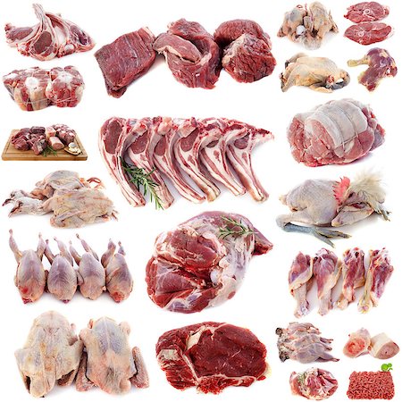 group of meats in front of white background Stock Photo - Budget Royalty-Free & Subscription, Code: 400-06857325