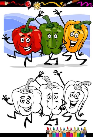 Coloring Book or Page Cartoon Illustration of Three Peppers Vegetables Red and Green and Yellow Funny Food Objects Group for Children Education Foto de stock - Super Valor sin royalties y Suscripción, Código: 400-06857812