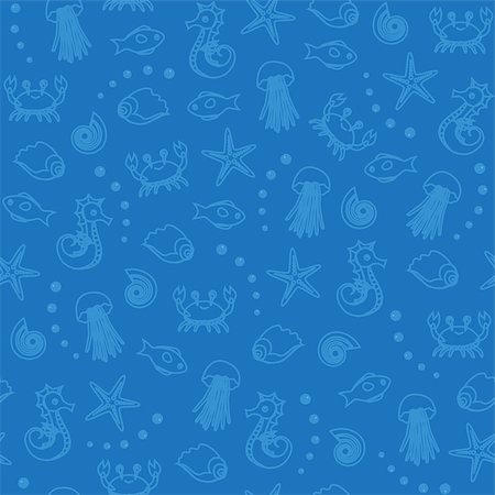 simsearch:400-05916696,k - Seamless pattern with sea creatures and bubbles Stock Photo - Budget Royalty-Free & Subscription, Code: 400-06858015