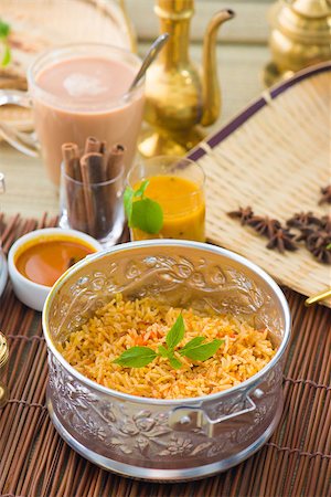 Indian Biryani mutton rice with traditional background Stock Photo - Budget Royalty-Free & Subscription, Code: 400-06858052