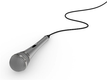 simsearch:400-04278069,k - Microphone with cable rendered with soft shadows on white background Stock Photo - Budget Royalty-Free & Subscription, Code: 400-06858170