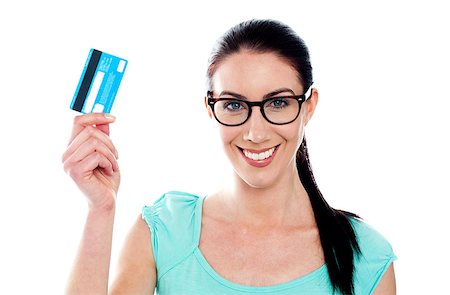 simsearch:400-06858518,k - Close-up portrait of young smiling holding credit card isolated on white background Stock Photo - Budget Royalty-Free & Subscription, Code: 400-06859102