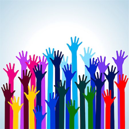 Hands in colors. Illustration on blue background for design Stock Photo - Budget Royalty-Free & Subscription, Code: 400-06850485