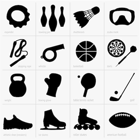 footwear icons - Set of sports equipment icons Stock Photo - Budget Royalty-Free & Subscription, Code: 400-06851029