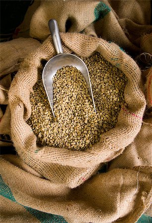 Raw Coffee Beans still in the bag. Stock Photo - Budget Royalty-Free & Subscription, Code: 400-06851341