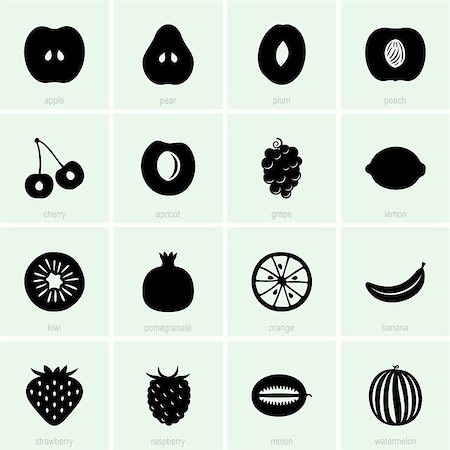 denis_barbulat (artist) - Set of fruit and berry icons Stock Photo - Budget Royalty-Free & Subscription, Code: 400-06851377