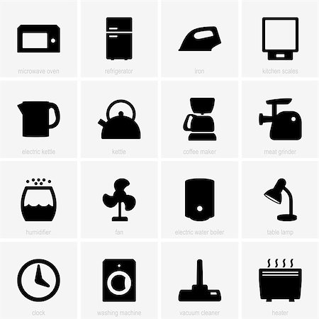 Set of home appliance icons Stock Photo - Budget Royalty-Free & Subscription, Code: 400-06851387