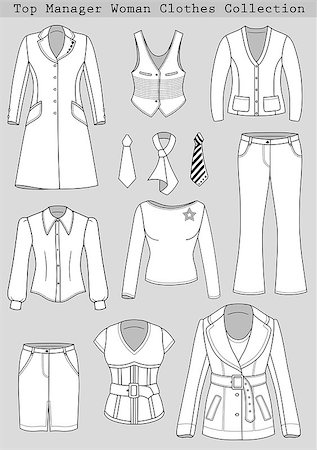 simsearch:700-02756413,k - Top manager woman clothing greyscale set isolated on background Stock Photo - Budget Royalty-Free & Subscription, Code: 400-06851496