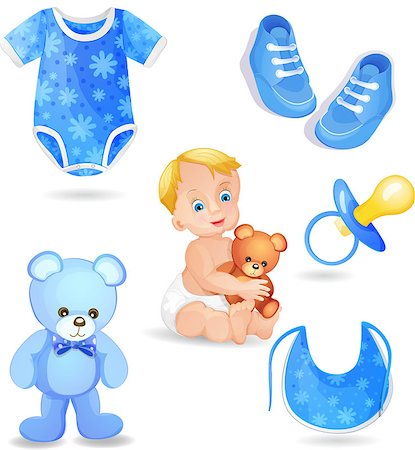 sweet baby cartoon - Set of elements for a baby boys Stock Photo - Budget Royalty-Free & Subscription, Code: 400-06851593