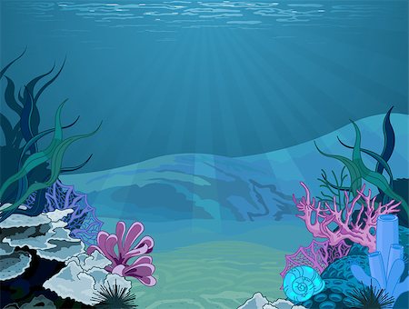 Illustration background of an underwater scene Stock Photo - Budget Royalty-Free & Subscription, Code: 400-06851611