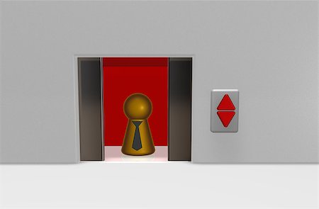 simsearch:400-04285452,k - play figure with tie in elevator - 3d illustration Stock Photo - Budget Royalty-Free & Subscription, Code: 400-06851657