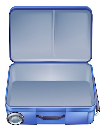 An illustration of an empty suitcase ready to b packed for a summer holiday or vacation Stock Photo - Budget Royalty-Free & Subscription, Code: 400-06852183