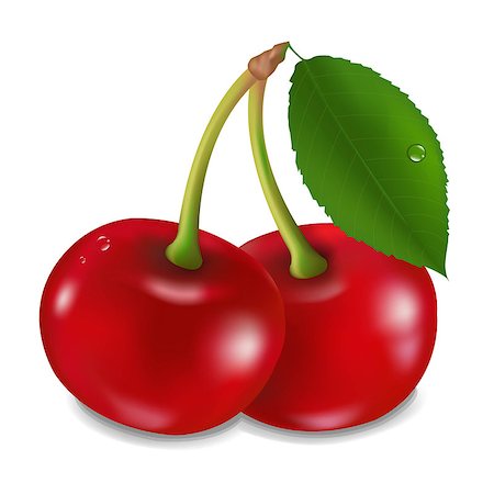 Cherry With Leaf Set With Gradient Mesh, Vector Illustration Foto de stock - Super Valor sin royalties y Suscripción, Código: 400-06853034