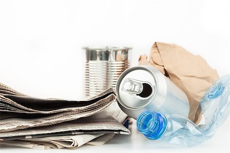 simsearch:400-07050071,k - Recyclable rubbish on white background Stock Photo - Budget Royalty-Free & Subscription, Code: 400-06864360