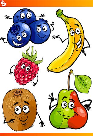 Cartoon Illustration of Funny Fruits Comic Food Characters Set Stock Photo - Budget Royalty-Free & Subscription, Code: 400-06866589