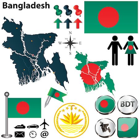 dhaka - Vector of Bangladesh set with detailed country shape with region borders, flags and icons Stock Photo - Budget Royalty-Free & Subscription, Code: 400-06860062