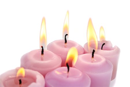 Pink burning candles isolated on white background. Stock Photo - Budget Royalty-Free & Subscription, Code: 400-06860264