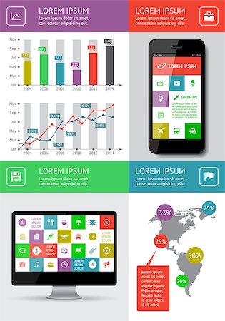 simsearch:400-06880792,k - Ui, infographics and web elements including flat design. EPS10 vector illustration. Stock Photo - Budget Royalty-Free & Subscription, Code: 400-06862352