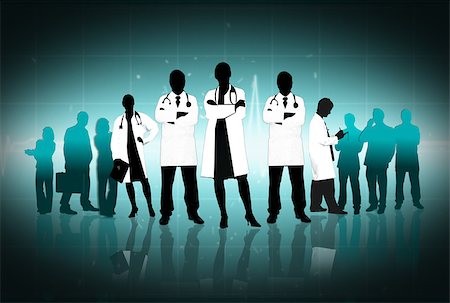 Illustration of doctors standing arms crossed on black background Stock Photo - Budget Royalty-Free & Subscription, Code: 400-06876620