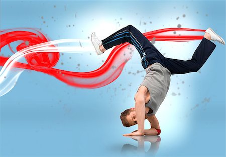 red trail - Break dancer busting a move with red and white smoke trails on blue background Stock Photo - Budget Royalty-Free & Subscription, Code: 400-06877073