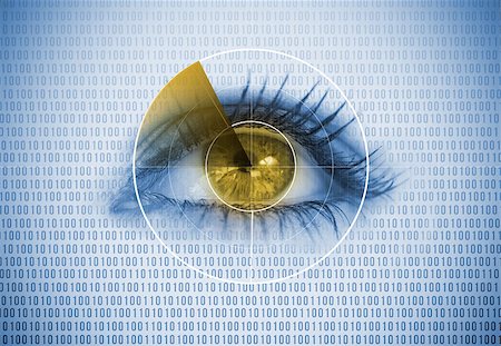 front view of radar - Close up of woman eye with a radar around and binary codes background Stock Photo - Budget Royalty-Free & Subscription, Code: 400-06878290