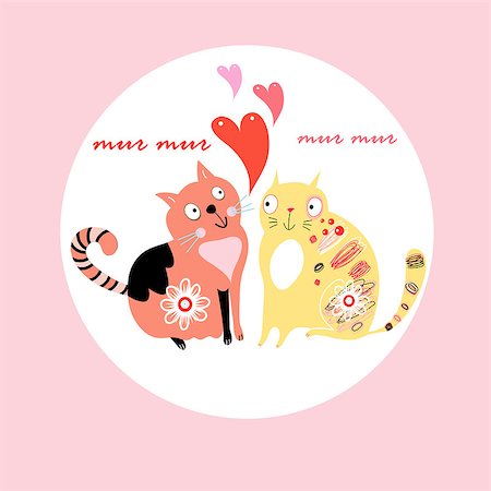simsearch:400-06870171,k - bright funny card with funny cats in love Photographie de stock - Aubaine LD & Abonnement, Code: 400-06870167