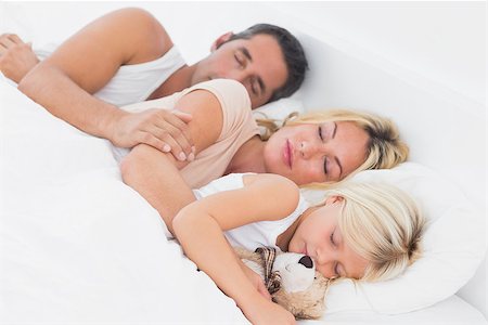 Family sleeping together on a same bed Stock Photo - Budget Royalty-Free & Subscription, Code: 400-06871501