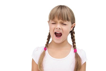 Furious little girl with eyes closed on white background Stock Photo - Budget Royalty-Free & Subscription, Code: 400-06885149