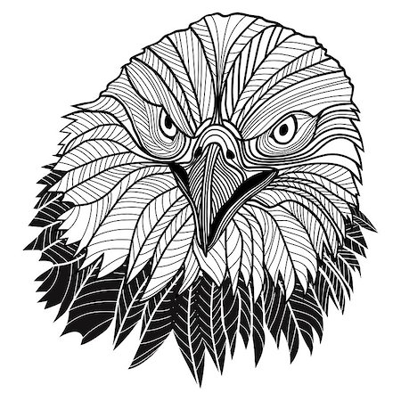 simsearch:400-04083265,k - Bird bald eagle head as USA symbol for mascot or emblem design, logo vector illustration for t-shirt. Sketch tattoo design. Stock Photo - Budget Royalty-Free & Subscription, Code: 400-06886879