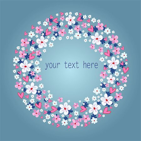 simsearch:400-06929001,k - beautiful floral wreath on a blue background Stock Photo - Budget Royalty-Free & Subscription, Code: 400-06880737