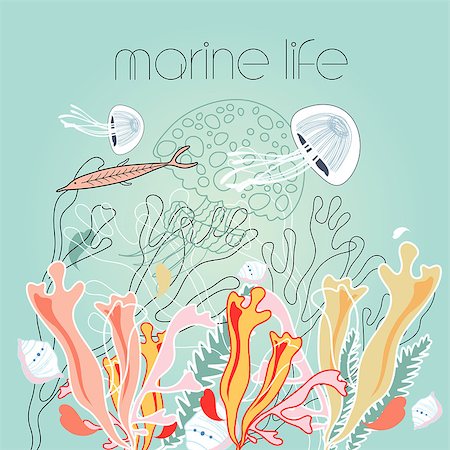 simsearch:400-06870171,k - graphic marine life on a green background Photographie de stock - Aubaine LD & Abonnement, Code: 400-06880739