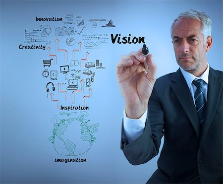 digital words background - Elegant businessman writing the word vision with a marker against blue background Stock Photo - Budget Royalty-Free & Subscription, Code: 400-06890517