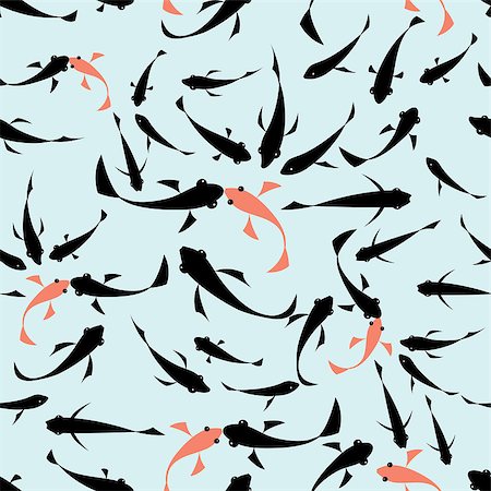 simsearch:400-06870171,k - Seamless graphic pattern of small fish on a blue background Photographie de stock - Aubaine LD & Abonnement, Code: 400-06891673