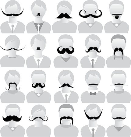 dali - Moustaches set mustache icons isolated set movember, costume party on man face. Body template for fun social communication vector. Stock Photo - Budget Royalty-Free & Subscription, Code: 400-06891969
