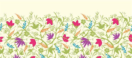 Vector painted blossoming branches horizontal seamless pattern background border with hand drawn elements Stock Photo - Budget Royalty-Free & Subscription, Code: 400-06914170