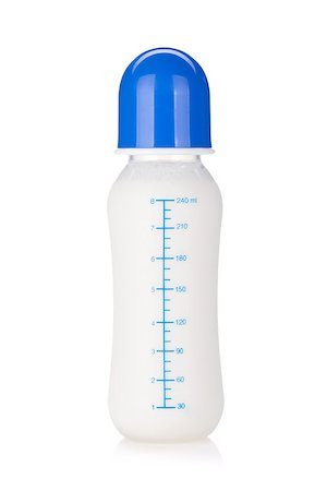 simsearch:400-06751007,k - Baby bottle with milk for boy. Isolated on white background Stock Photo - Budget Royalty-Free & Subscription, Code: 400-06914606