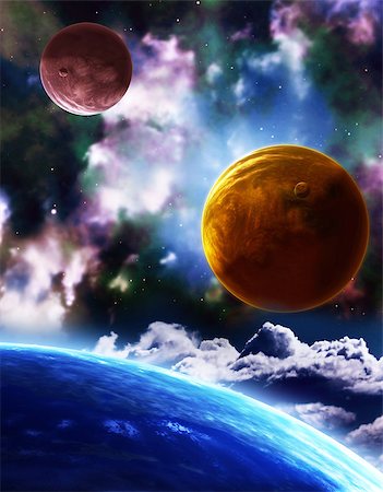 simsearch:400-07291880,k - A beautiful space scene with planets and nebula Stock Photo - Budget Royalty-Free & Subscription, Code: 400-06916531