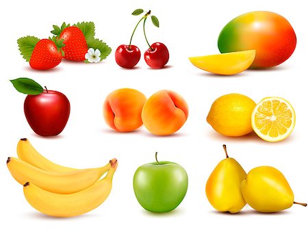 Big group of different fruit. Vector. Foto de stock - Super Valor sin royalties y Suscripción, Código: 400-06916950
