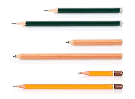 Wooden pencils various length. Isolated on white background Stock Photo - Budget Royalty-Free & Subscription, Code: 400-06917426