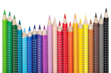 pencil crayon - Various colour pencils. Isolated on white background Foto de stock - Super Valor sin royalties y Suscripción, Código: 400-06917459