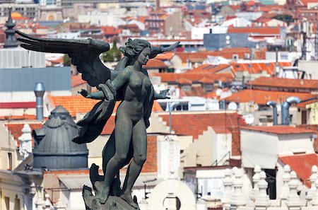 simsearch:400-06924255,k - Aerial view of Madrid (Spain) / Famous Statue on the top and roofs Stock Photo - Budget Royalty-Free & Subscription, Code: 400-06918742