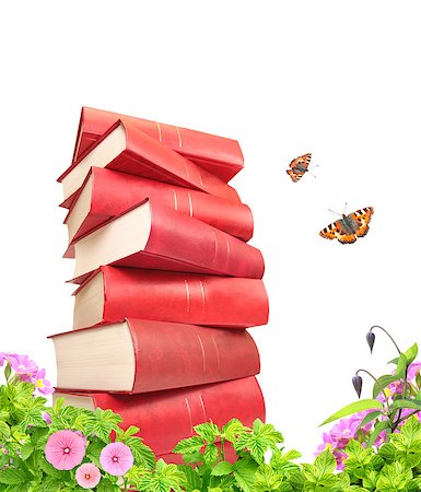 simsearch:400-06069768,k - Books, flowers and butterflys. Isolated over white Stock Photo - Budget Royalty-Free & Subscription, Code: 400-06918930