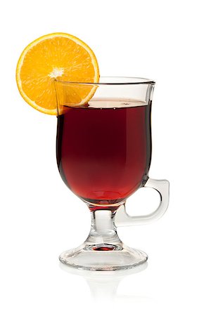 Mulled wine with orange slice. Isolated on white Stock Photo - Budget Royalty-Free & Subscription, Code: 400-06919096